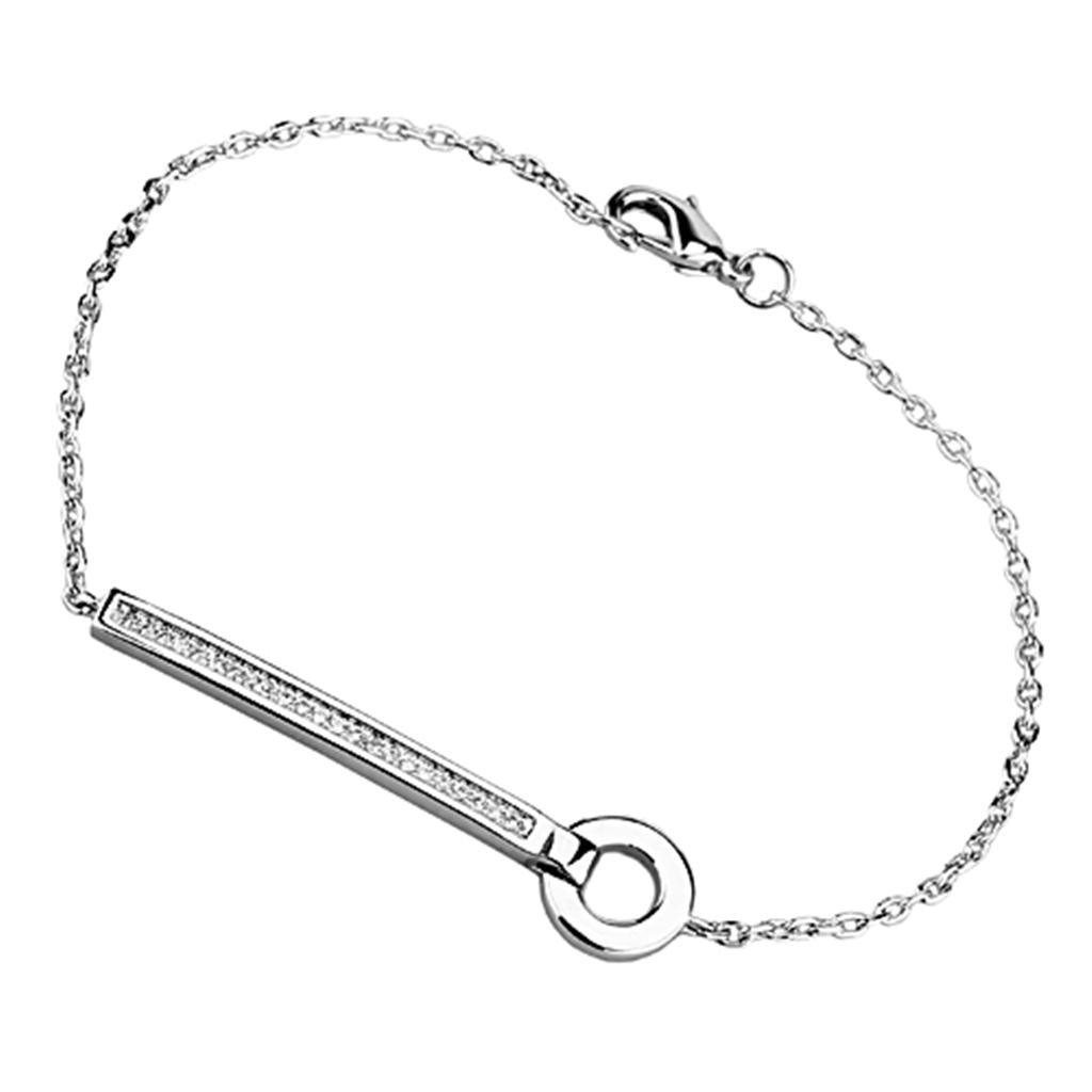 Women's Jewelry - Bracelets Women's Bracelets Style No. 3W395 - Rhodium Brass Bracelet with AAA Grade CZ in Clear