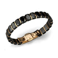 Stylish women's bracelets ion plated with black geometric design for elegant fashion