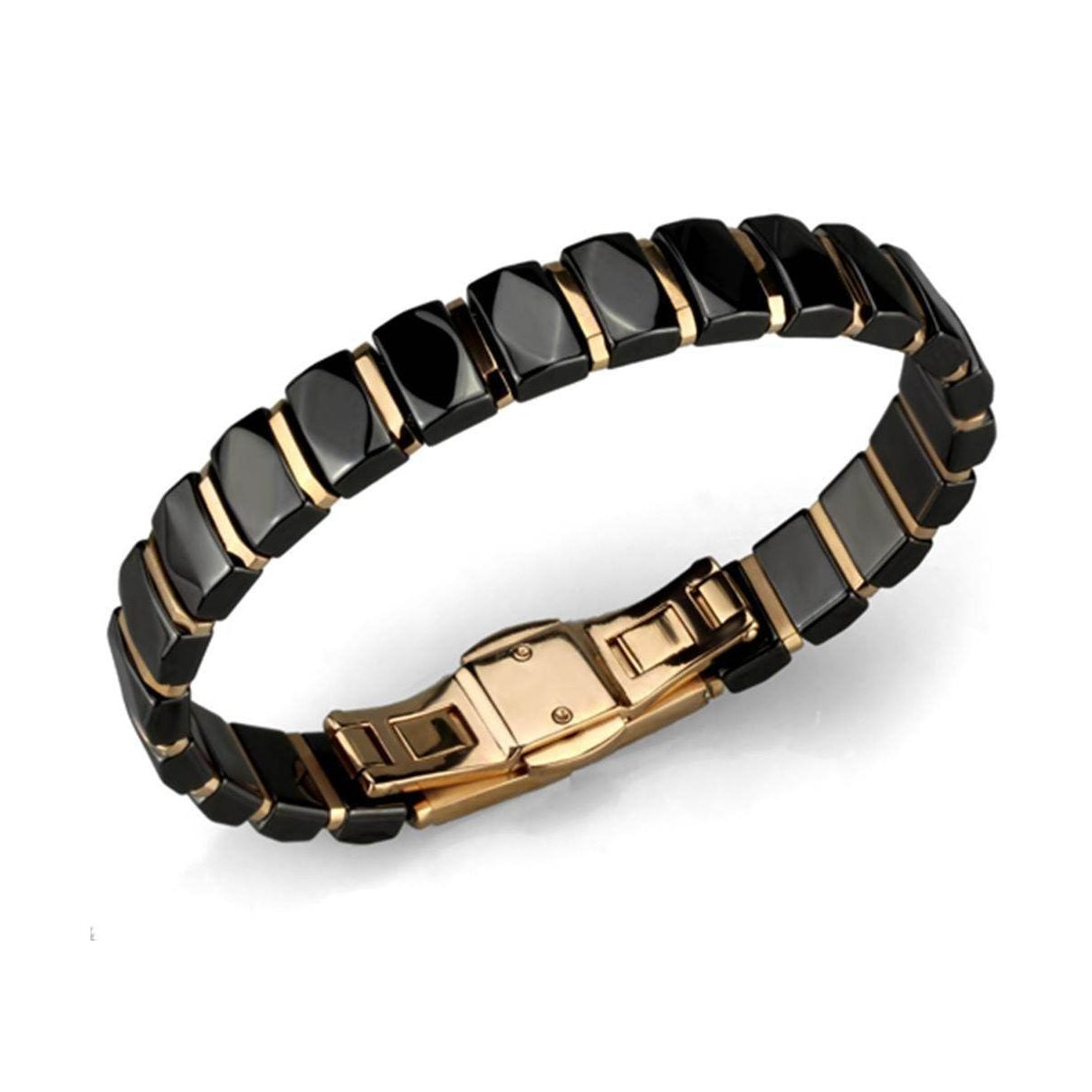 Stylish women's bracelets ion plated with black geometric design for elegant fashion