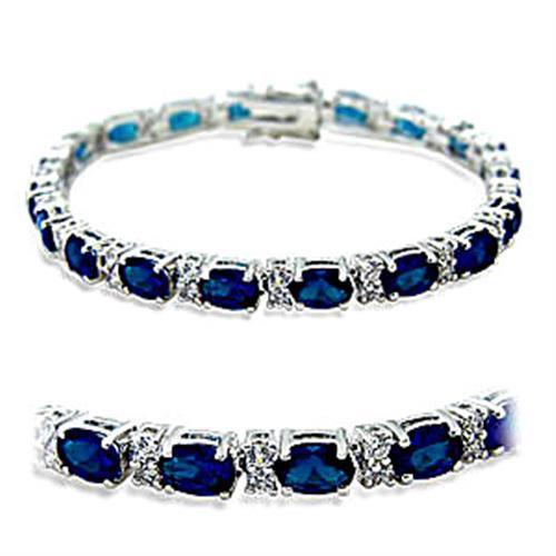 Women's Jewelry - Bracelets Women's Bracelets Style No. 415501 - Rhodium Brass Bracelet with Synthetic Spinel in Sapphire