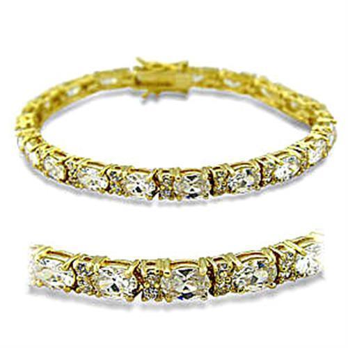 Women's Jewelry - Bracelets Women's Bracelets Style No. 415502 - Gold Brass Bracelet with AAA Grade CZ in Clear