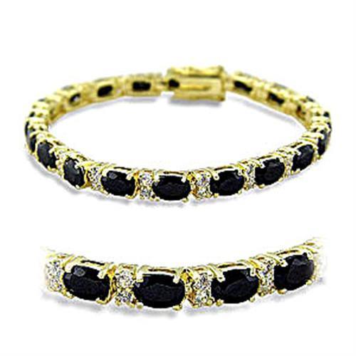 Women's Jewelry - Bracelets Women's Bracelets Style No. 415503 - Gold Brass Bracelet with AAA Grade CZ in Jet