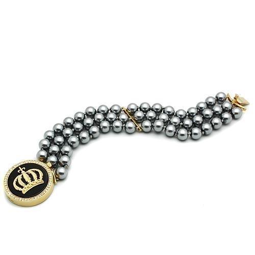 Women's Jewelry - Bracelets Women's Bracelets Style No. LO2642 - Gold Brass Bracelet with Semi-Precious Onyx in Jet
