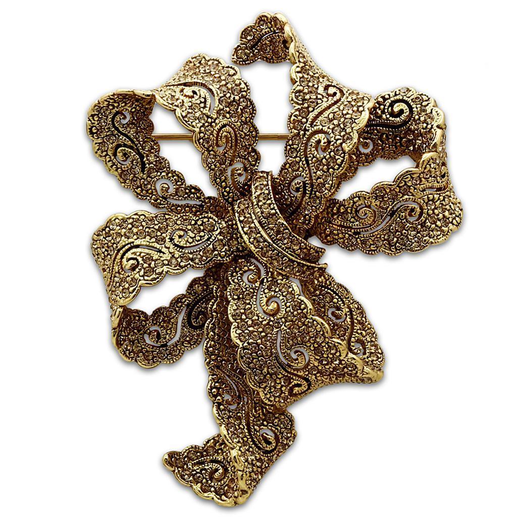 Women's Jewelry - Brooches Women's Brooches - LO2403 - Gold White Metal Brooches with Top Grade Crystal in Citrine Yellow