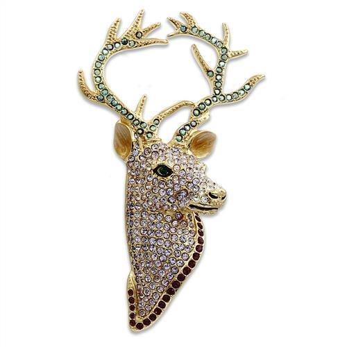 Women's Jewelry - Brooches Women's Brooches - LO2410 - Gold White Metal Brooches with Top Grade Crystal in Multi Color