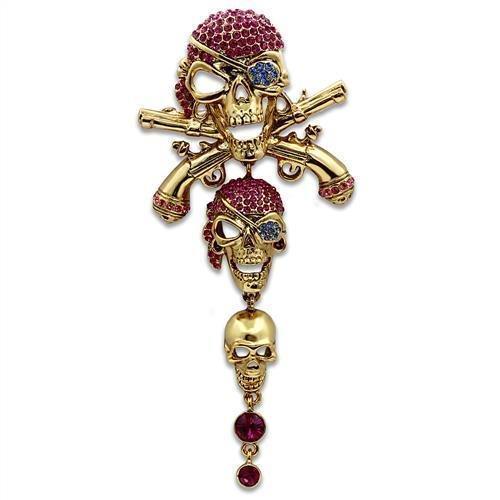 Women's Jewelry - Brooches Women's Brooches - LO2416 - Gold White Metal Brooches with Top Grade Crystal in Multi Color