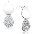 Women's Jewelry - Earrings Women's Earrings - 3W659 - Rhodium Brass Earrings with AAA Grade CZ in Clear