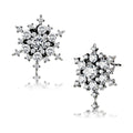 Elegant snowflake stud earrings for women with sparkling clear crystals and silver-tone finish