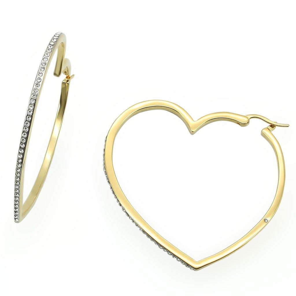 Women's Jewelry - Earrings Women's Earrings - LO1258 - Gold Brass Earrings with Top Grade Crystal in Clear
