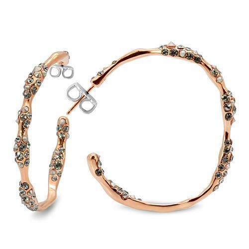 Women's Jewelry - Earrings Women's Earrings - LO1854 - Rose Gold Brass Earrings with Top Grade Crystal in Black Diamond
