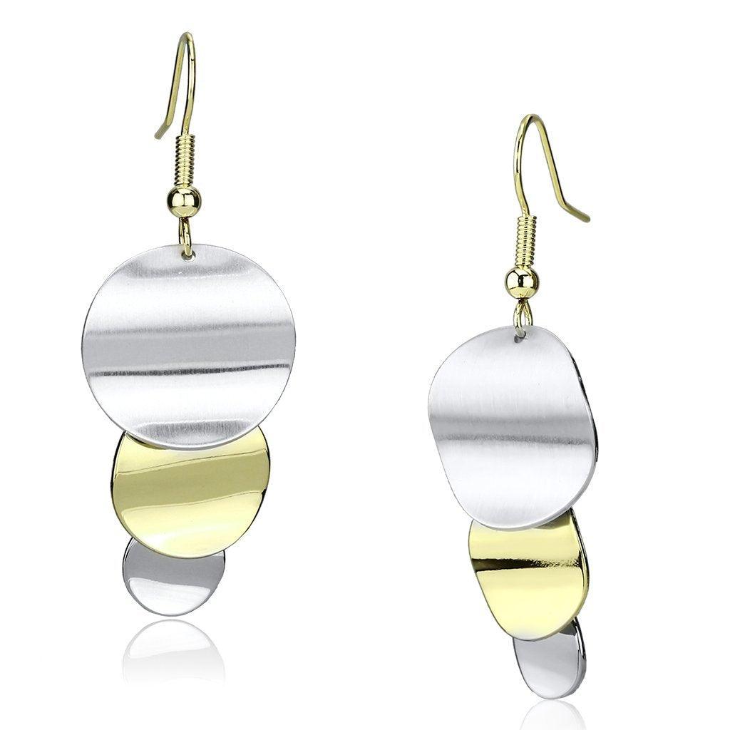 Women's Jewelry - Earrings Women's Earrings - LO2653 - Gold+Rhodium Iron Earrings with No Stone