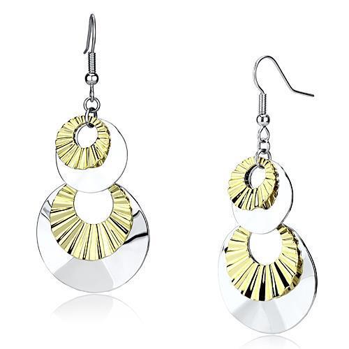 Women's Jewelry - Earrings Women's Earrings - LO2656 - Reverse Two-Tone Iron Earrings with No Stone