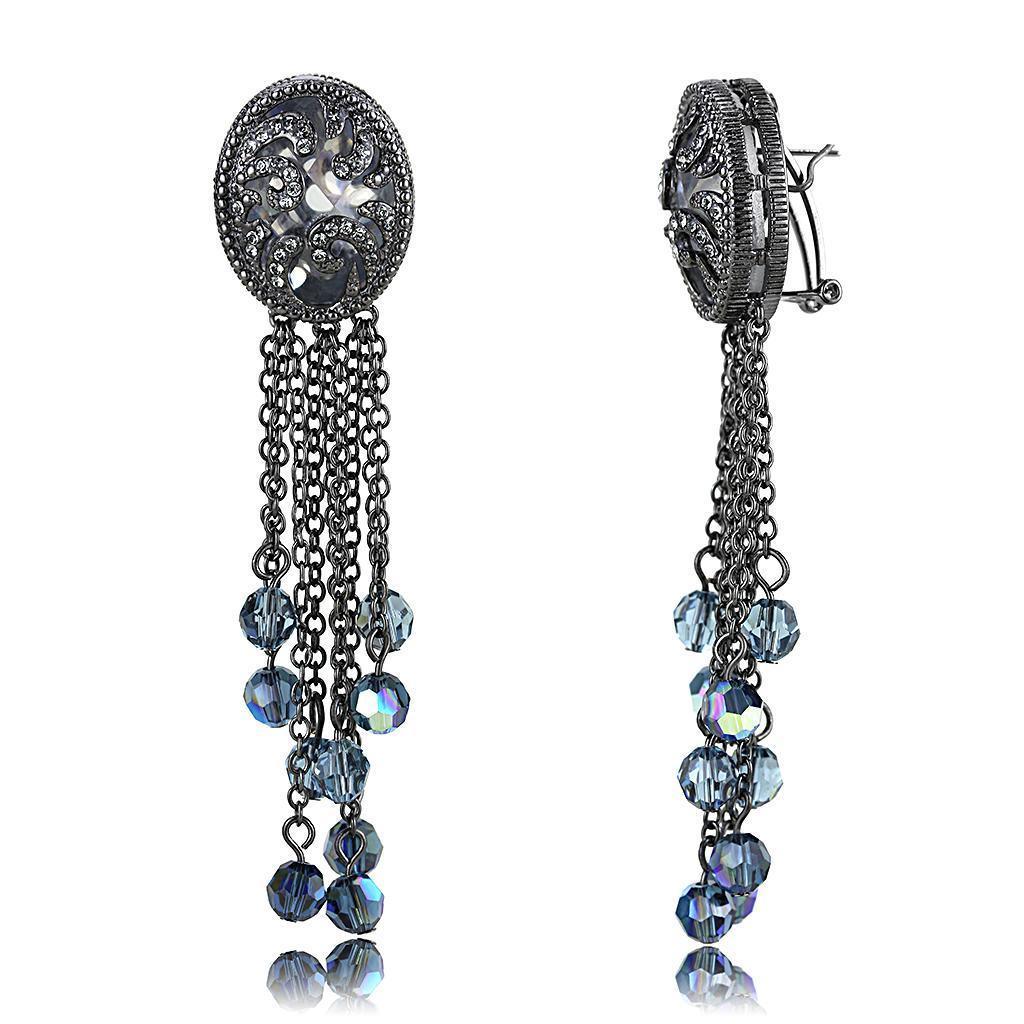 Women's Jewelry - Earrings Women's Earrings - LO4199 - TIN Cobalt Black Brass Earrings with AAA Grade CZ in Clear