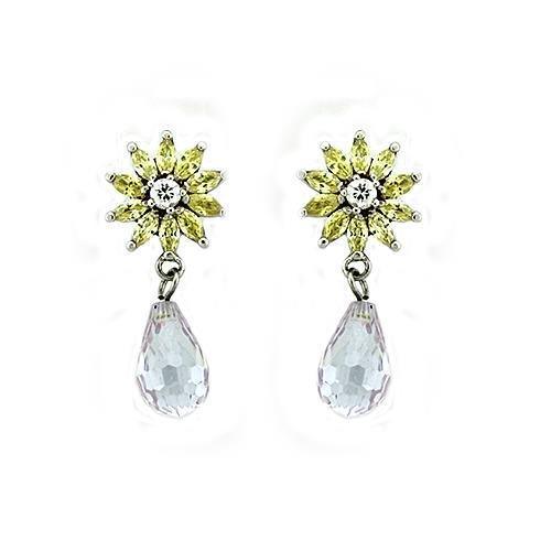 Women's Jewelry - Earrings Women's Earrings - LOAS1332 - Rhodium 925 Sterling Silver Earrings with AAA Grade CZ in Multi Color