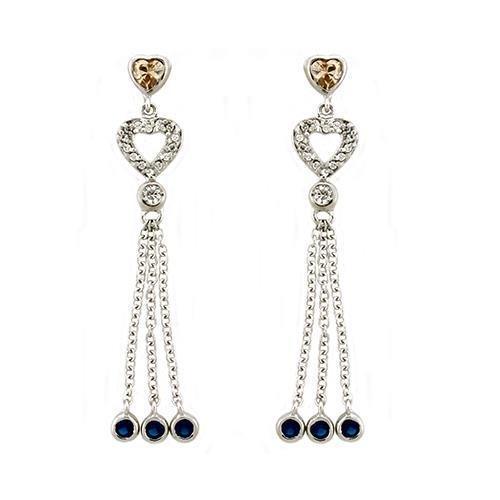 Women's Jewelry - Earrings Women's Earrings - LOAS1337 - Rhodium 925 Sterling Silver Earrings with AAA Grade CZ in Champagne