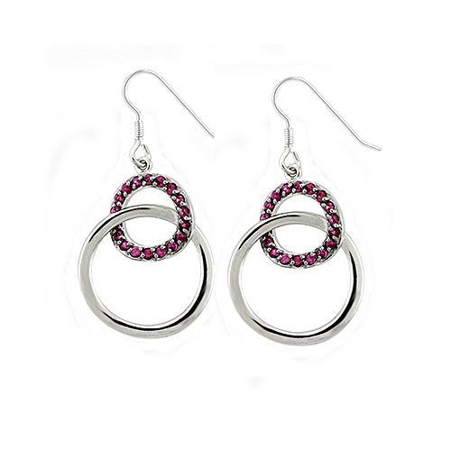 Women's Jewelry - Earrings Women's Earrings - LOAS1340 - Rhodium 925 Sterling Silver Earrings with AAA Grade CZ in Siam
