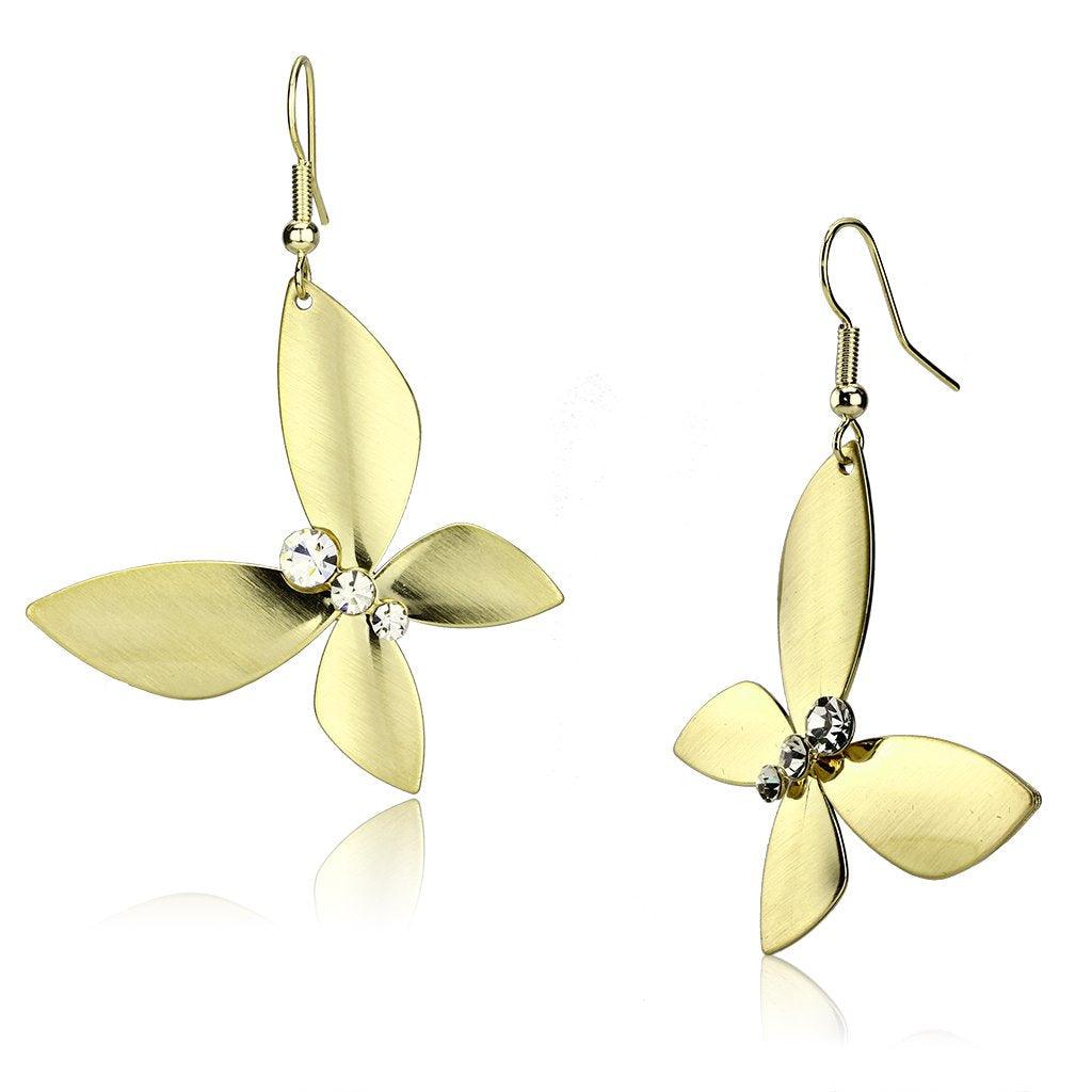 Women's Jewelry - Earrings Women's Earrings - Matte Gold & Gold Iron Earrings with Top Grade Crystal in Clear