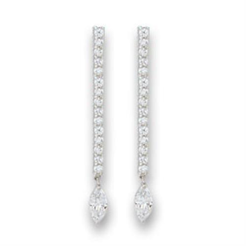 Women's Jewelry - Earrings Women's Earrings - S411207 - Rhodium 925 Sterling Silver Earrings with AAA Grade CZ in Clear