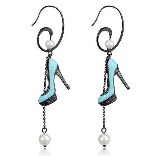 Women's Jewelry - Earrings Women's Earrings - TK2721 - IP Light Black (IP Gun) Stainless Steel Earrings with Synthetic Pearl in White