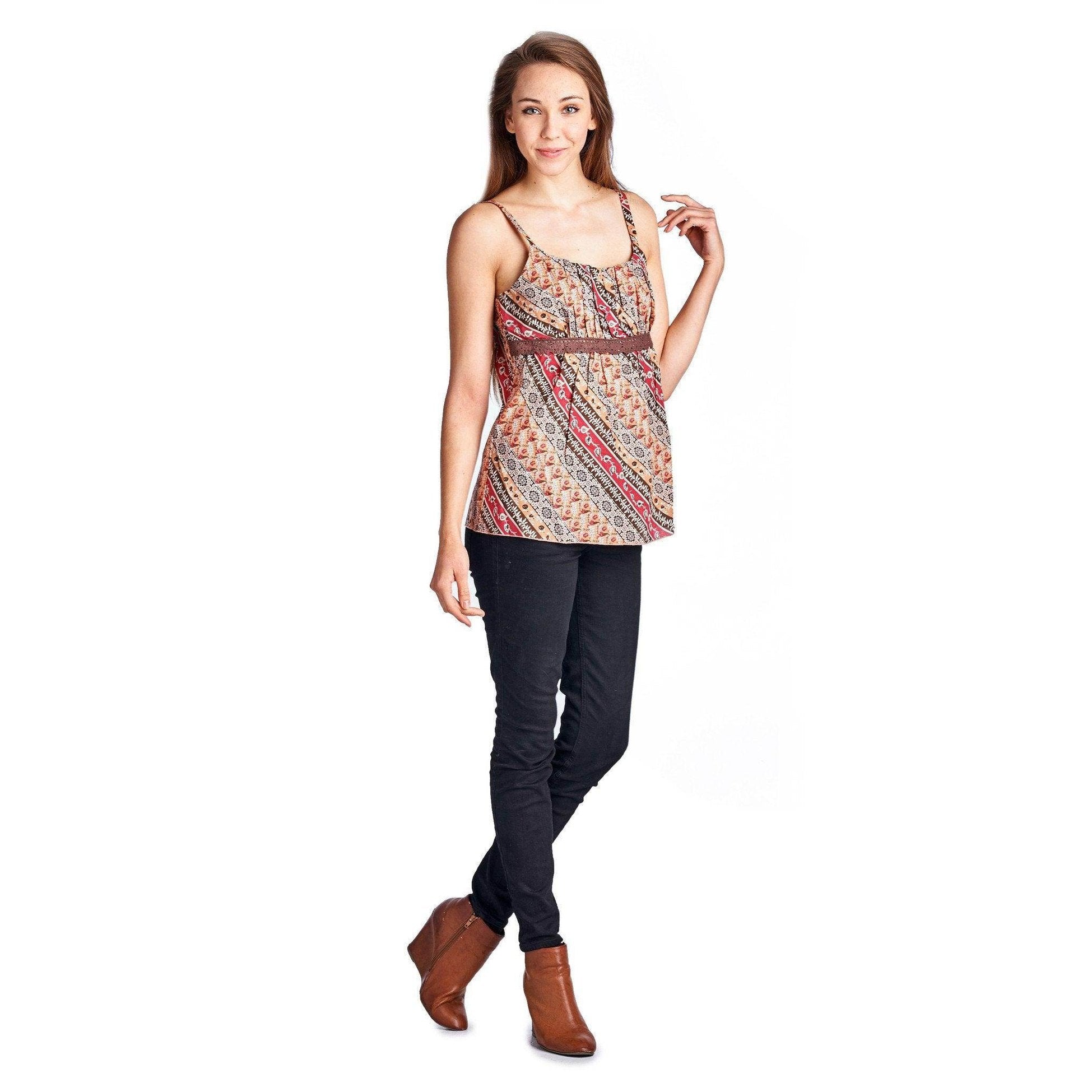 Women's Floral Printed Lace Tank - VacationGrabs