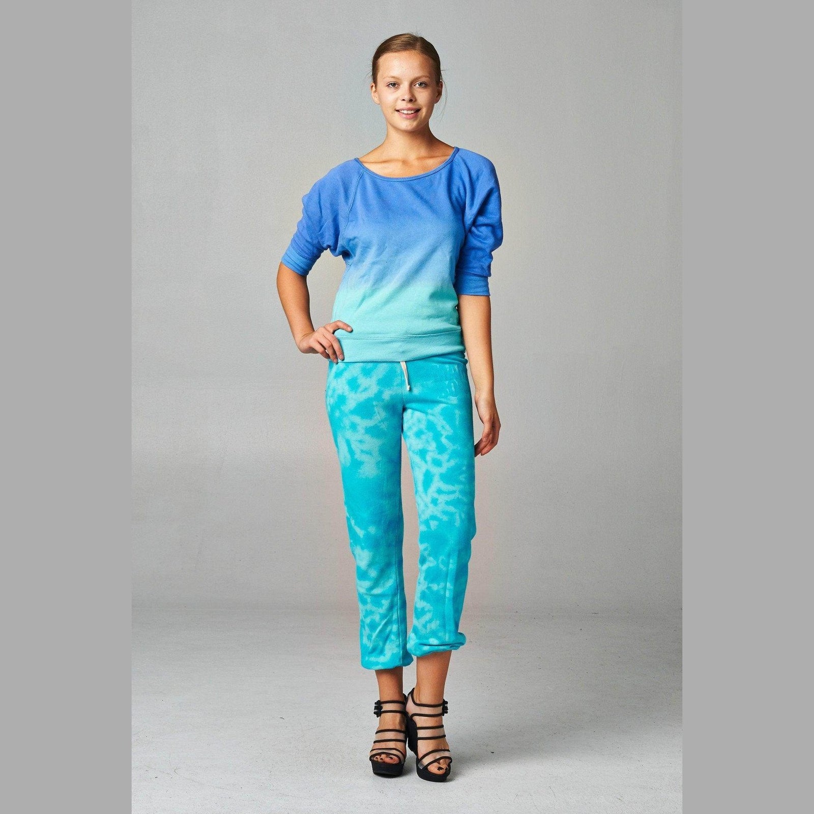 Women's French Terry Long Sleeve Dip Dye Screened - VacationGrabs