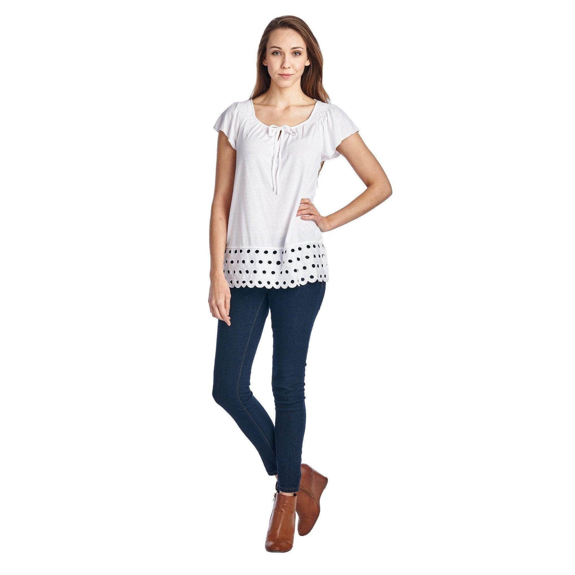 Women's Jersey Keyhole Top with Hem Detail - VacationGrabs