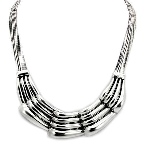 Women's Jewelry - Necklaces Women's LO1886 - Antique Silver White Metal Necklace with No Stone