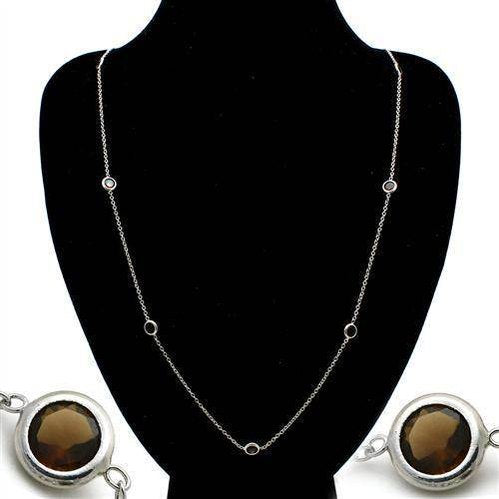 Women's LO1929 - Imitation Rhodium Brass Necklace with - VacationGrabs