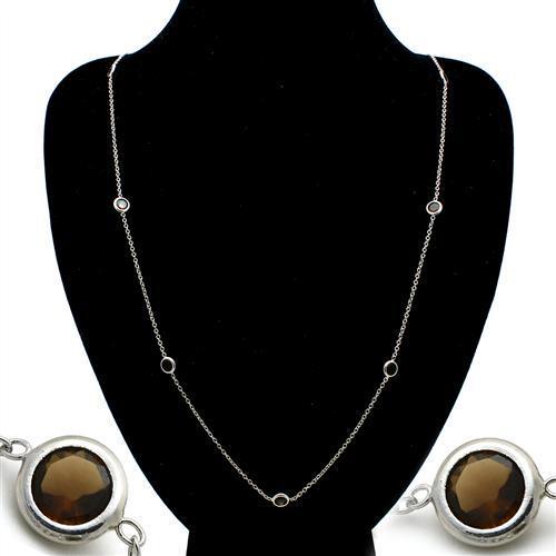 Women's Jewelry - Necklaces Women's LO1929 - Imitation Rhodium Brass Necklace with Synthetic Synthetic Glass in Brown