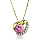 Women's Jewelry - Necklaces Women's LOS868 - Gold+Rhodium 925 Sterling Silver Necklace with AAA Grade CZ in Rose