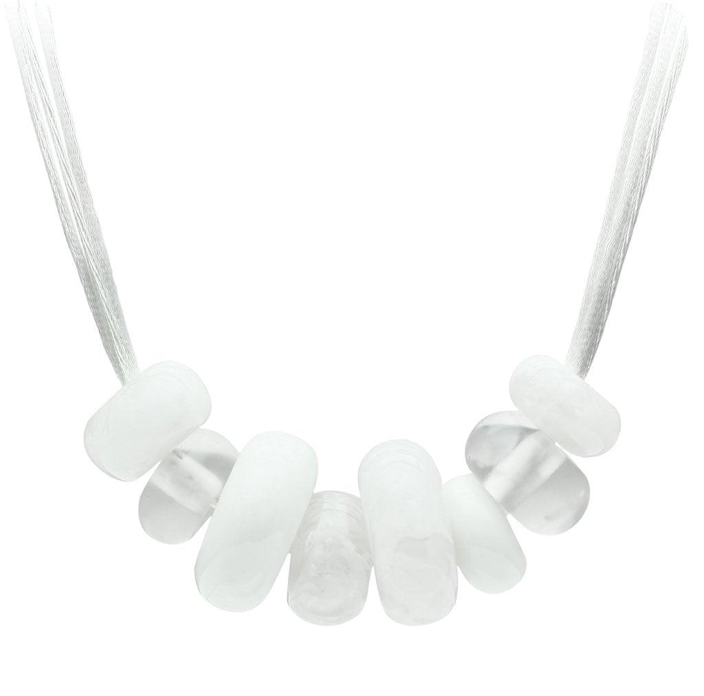 Women's Jewelry - Necklaces Women's Necklaces - VL024 - Resin Necklace with Synthetic Synthetic Stone in White
