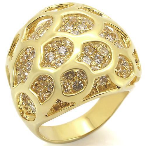 Women's Jewelry - Rings Women's Rings - 0W318 - Gold Brass Ring with AAA Grade CZ in Clear