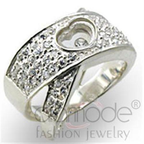 Women's Jewelry - Rings Women's Rings - 34114 - High-Polished 925 Sterling Silver Ring with Top Grade Crystal in Clear