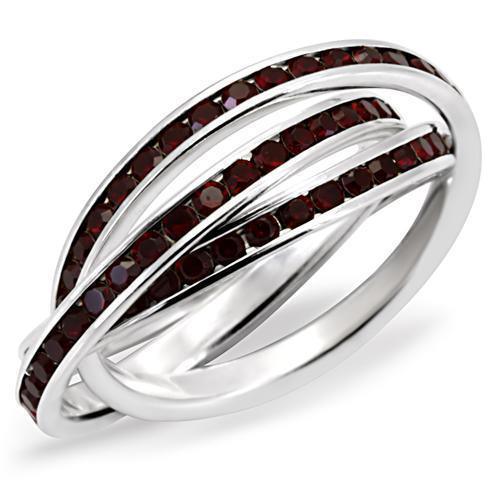 Women's Jewelry - Rings Women's Rings - 35113 - High-Polished 925 Sterling Silver Ring with Top Grade Crystal in Garnet