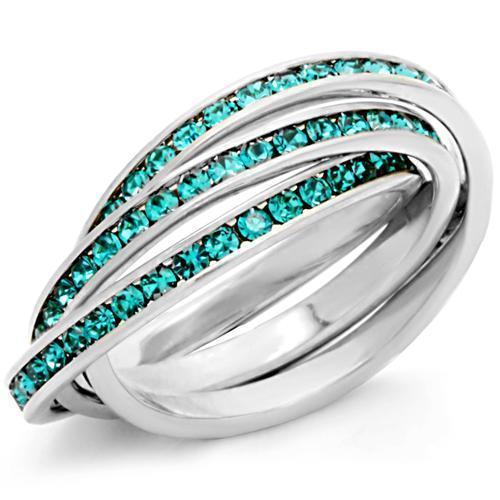 Women's Jewelry - Rings Women's Rings - 35117 - High-Polished 925 Sterling Silver Ring with Top Grade Crystal in Emerald