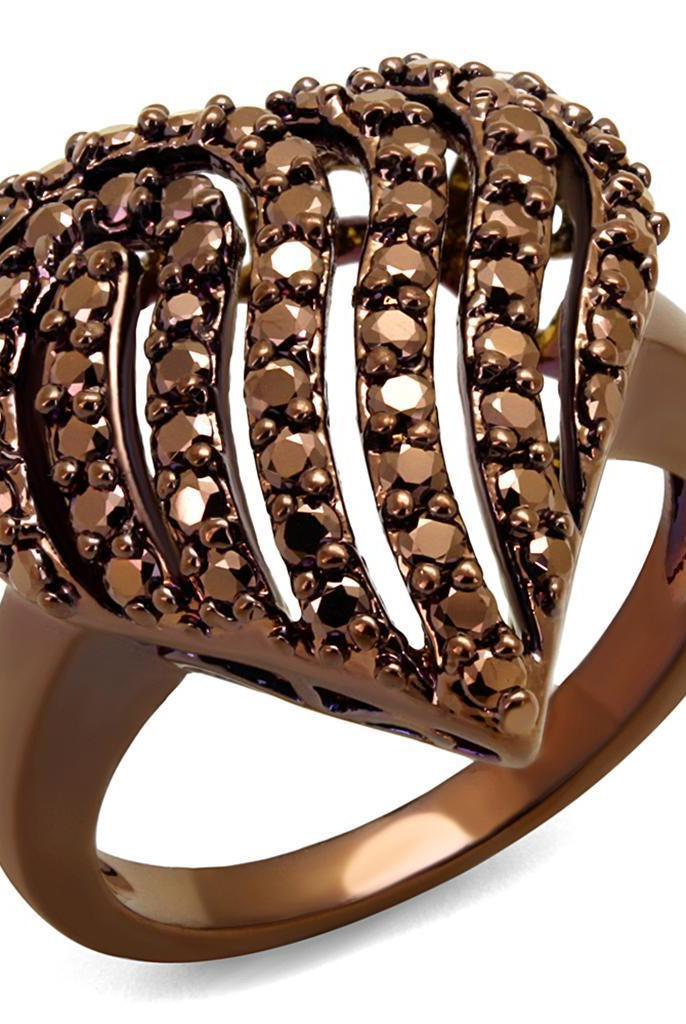 Women's Jewelry - Rings Women's Rings - 3W1149 - IP Coffee light Brass Ring with AAA Grade CZ in Light Coffee