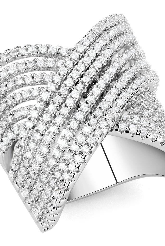 Women's Jewelry - Rings Women's Rings - 3W1539 - Rhodium Brass Ring with AAA Grade CZ in Clear
