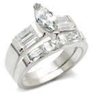 Women's Jewelry - Rings Women's Rings - 40911 - High-Polished 925 Sterling Silver Ring with AAA Grade CZ in Clear
