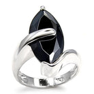 Women's Jewelry - Rings Women's Rings - 6X517 - Rhodium 925 Sterling Silver Ring with AAA Grade CZ in Jet