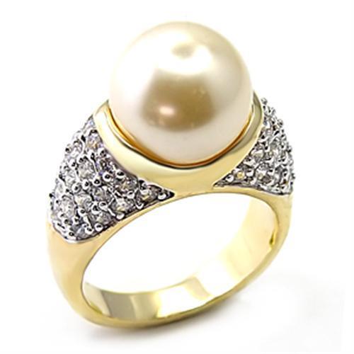 Women's Jewelry - Rings Women's Rings - 7X216 - Gold+Rhodium 925 Sterling Silver Ring with Synthetic Pearl in White