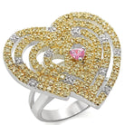 Women's Jewelry - Rings Women's Rings - LO1337 - Reverse Two-Tone Brass Ring with AAA Grade CZ in Rose