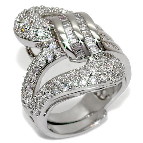 Women's Jewelry - Rings Women's Rings - LO1537 - Rhodium Brass Ring with AAA Grade CZ in Clear