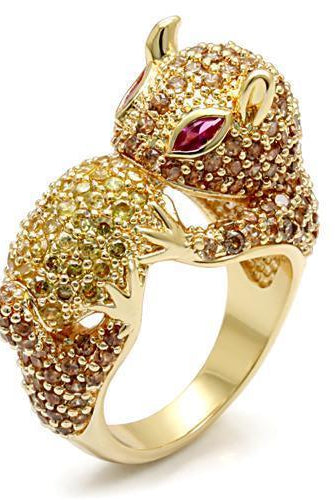 Women's Jewelry - Rings Women's Rings - LO1595 - Imitation Gold Brass Ring with Synthetic Garnet in Ruby