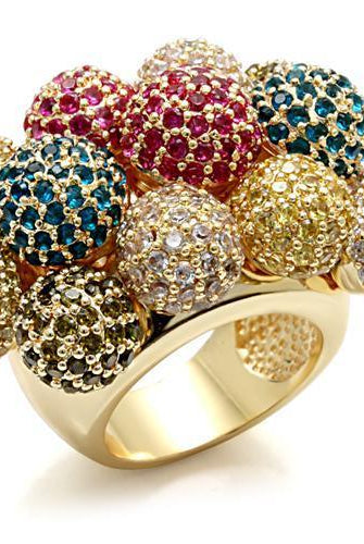 Women's Jewelry - Rings Women's Rings - LO1604 - Imitation Gold Brass Ring with AAA Grade CZ in Multi Color