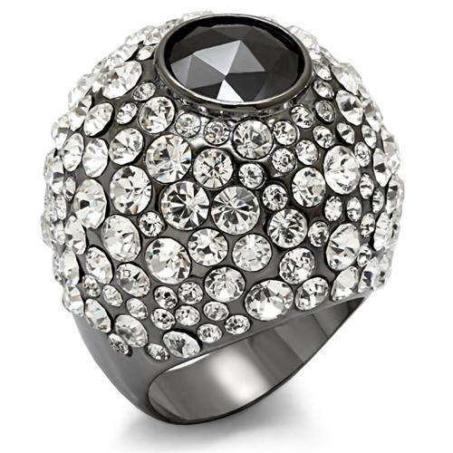 Women's Jewelry - Rings Women's Rings - LO1629 - TIN Cobalt Black Brass Ring with AAA Grade CZ in Black Diamond