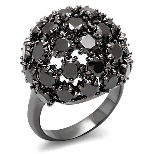 Women's Jewelry - Rings Women's Rings - LO1631 - TIN Cobalt Black Brass Ring with AAA Grade CZ in Jet