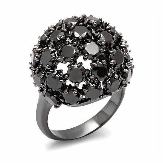 Women's Rings - LO1631 - TIN Cobalt Black Brass Ring with - VacationGrabs