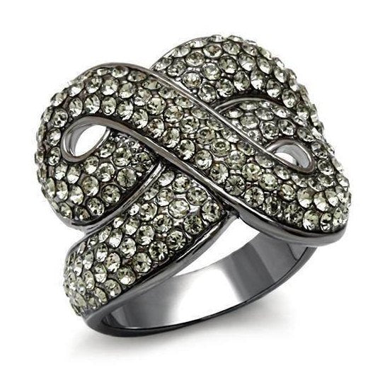 Women's Rings - LO1634 - TIN Cobalt Black Brass Ring with - VacationGrabs