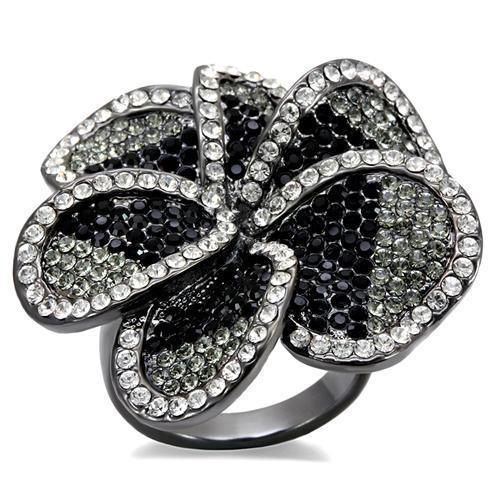 Women's Jewelry - Rings Women's Rings - LO1676 - TIN Cobalt Black Brass Ring with Top Grade Crystal in Multi Color