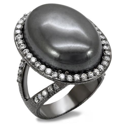 Women's Jewelry - Rings Women's Rings - LO1679 - TIN Cobalt Black Brass Ring with Semi-Precious Hematite in Jet